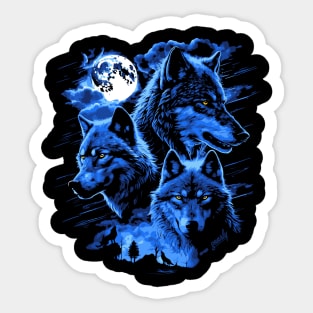 Majestic Wolves Howling at the Moon Graphic Tee Sticker